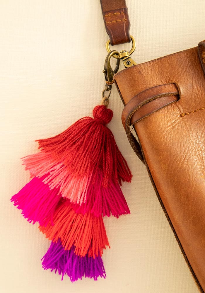 Natural Life Mini Tassel Clip Red Pink Multi - Home Decorations - Big Sun Vernon