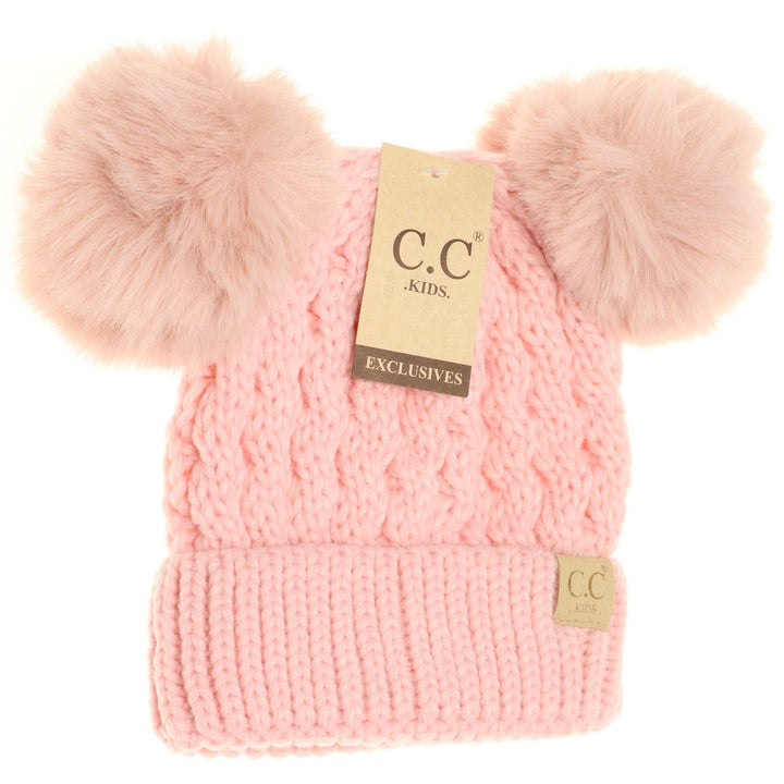 C.C Beanie Kids Double Pom Cable Knit Beanie - Toques - Big Sun Vernon