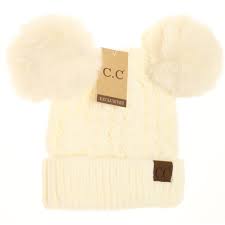 C.C Beanie Kids Double Pom Cable Knit Beanie - Toques - Big Sun Vernon
