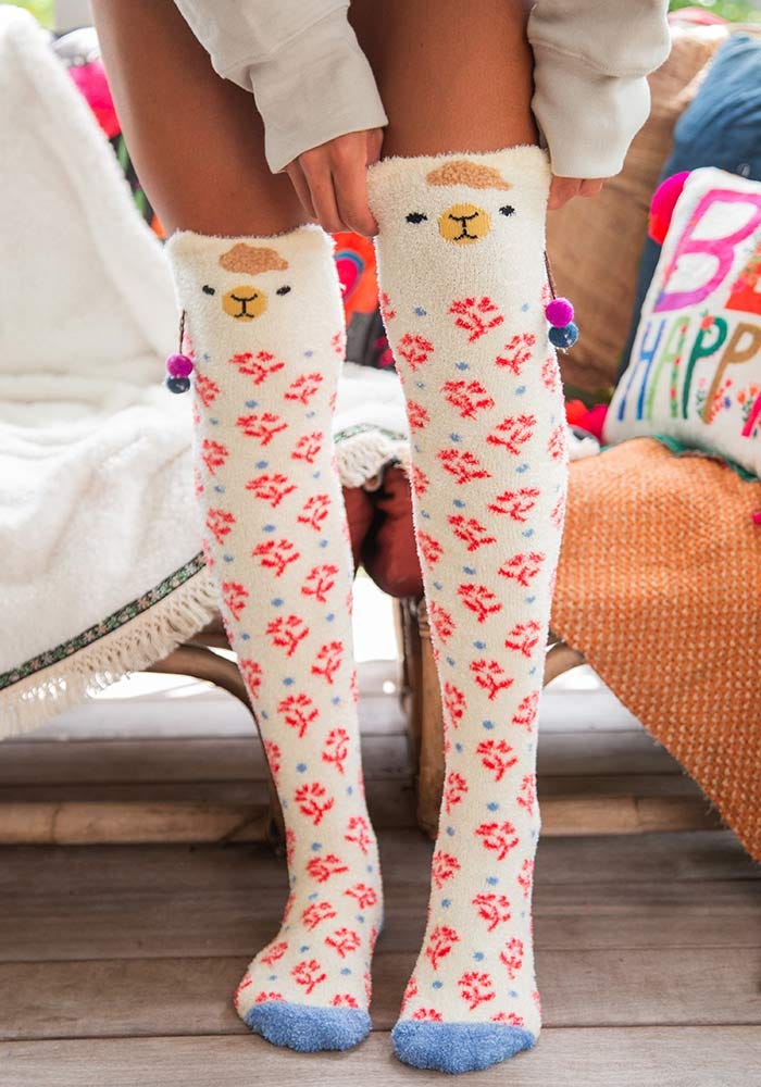 Natural Life Over The Knee Cozy Sock Llama - Socks - Big Sun Vernon