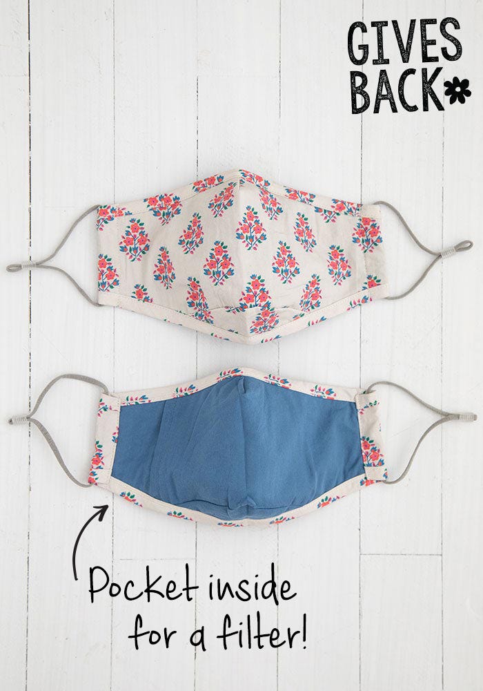 Natural Life Face Mask Floral Cream Floral - Womens Face Masks - Big Sun Vernon