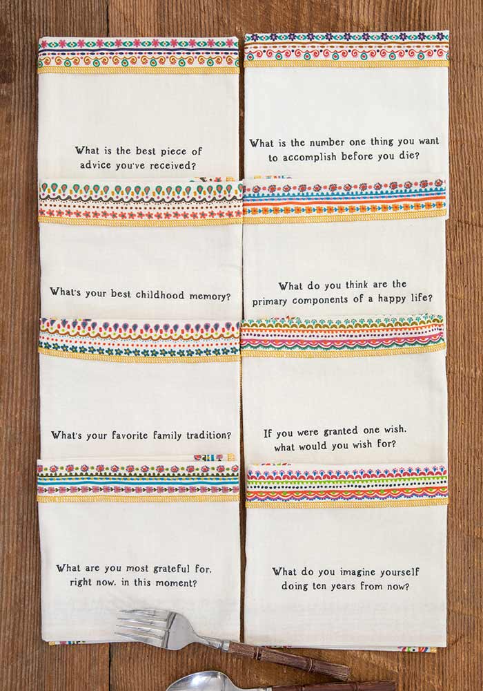 Natural Life Cotton Napkin Set/8 Questions - Home Decorations - Big Sun Vernon