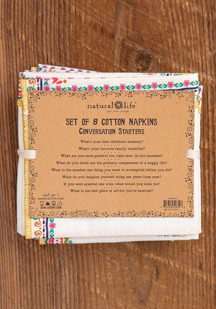 Natural Life Cotton Napkin Set/8 Questions - Home Decorations - Big Sun Vernon