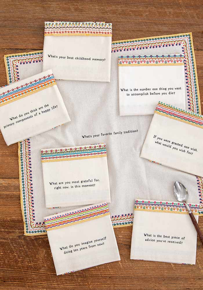 Natural Life Cotton Napkin Set/8 Questions - Home Decorations - Big Sun Vernon