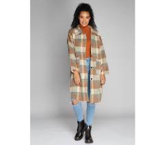 C'est Moi Button Down Long Plaid Coat - Womens Dusters - Big Sun Vernon