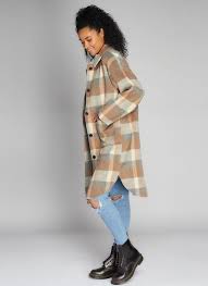 C'est Moi Button Down Long Plaid Coat - Womens Dusters - Big Sun Vernon