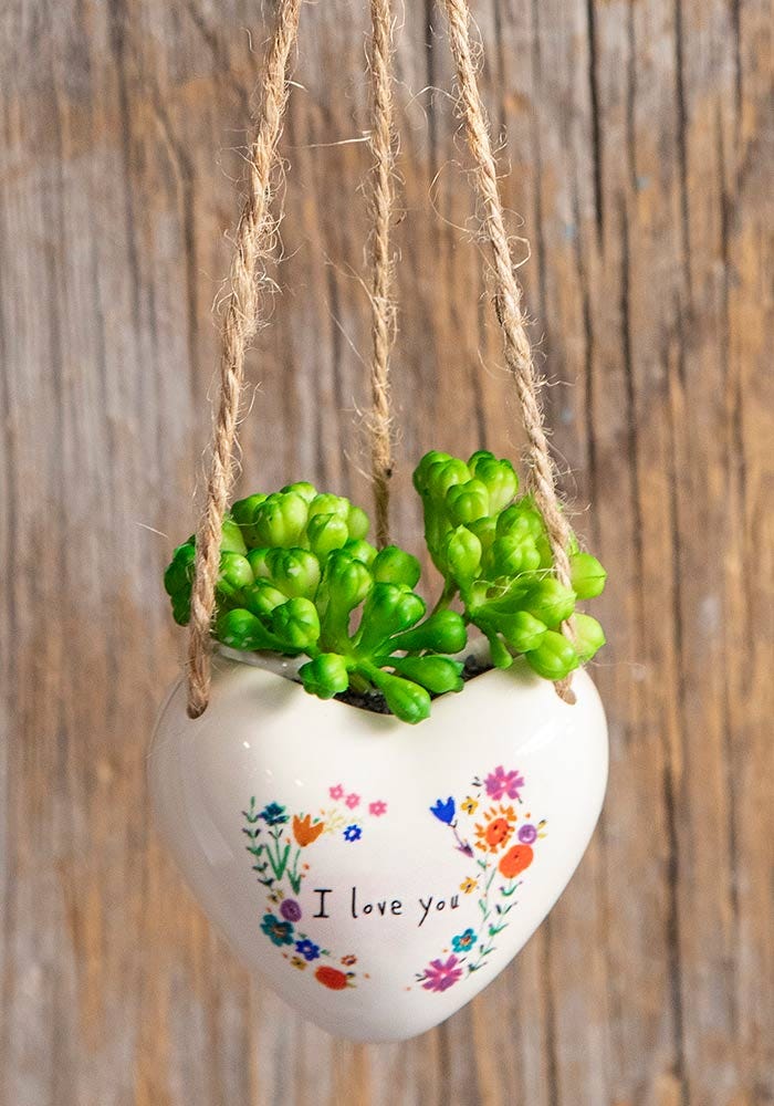 Natural Life Mini Hanging Faux Succulents LOVE - Succulents - Big Sun Vernon