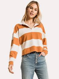 Z Supply Rugby Stripe Collared Shirt - Womens Long Sleeves - Big Sun Vernon