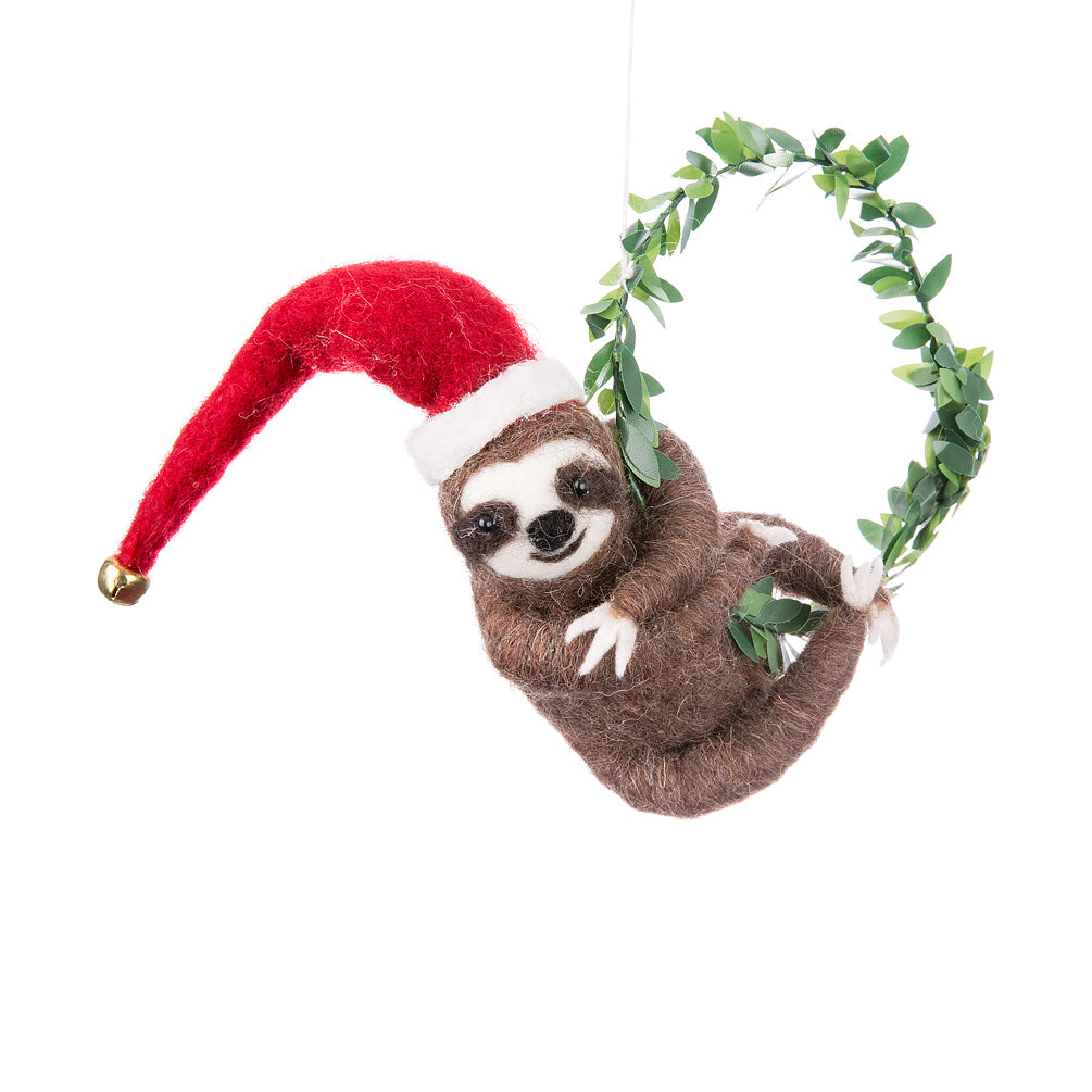 Sloth w/Lrg Wreath Ornament - Home Decorations - Big Sun Vernon