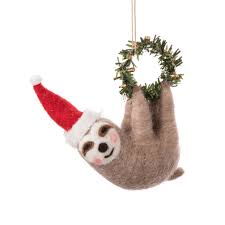 Sloth w/Sm Wreath Ornament - Home Decorations - Big Sun Vernon