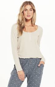 Z Supply Take it Easy Thermal Henley - Womens Sleep Tops - Big Sun Vernon