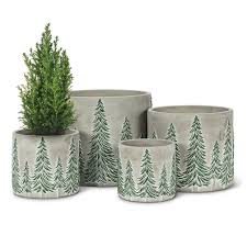 Lrg Snowy Tree Planter-6"H - Planters - Big Sun Vernon