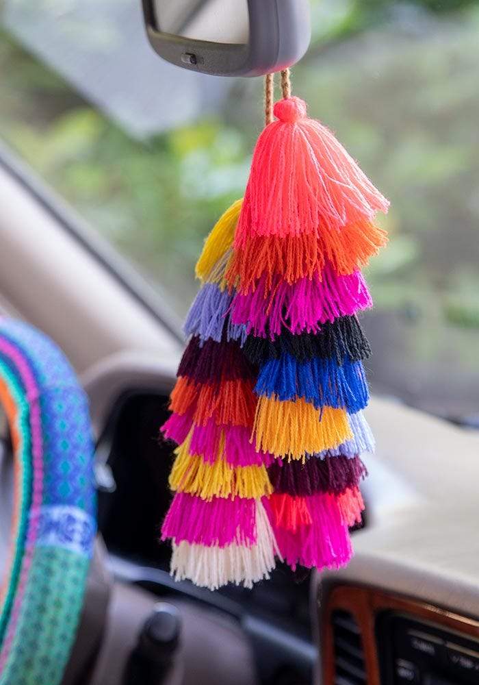 Natural Life Tassel Tie On Multi Stacked - Car Keychain - Big Sun Vernon