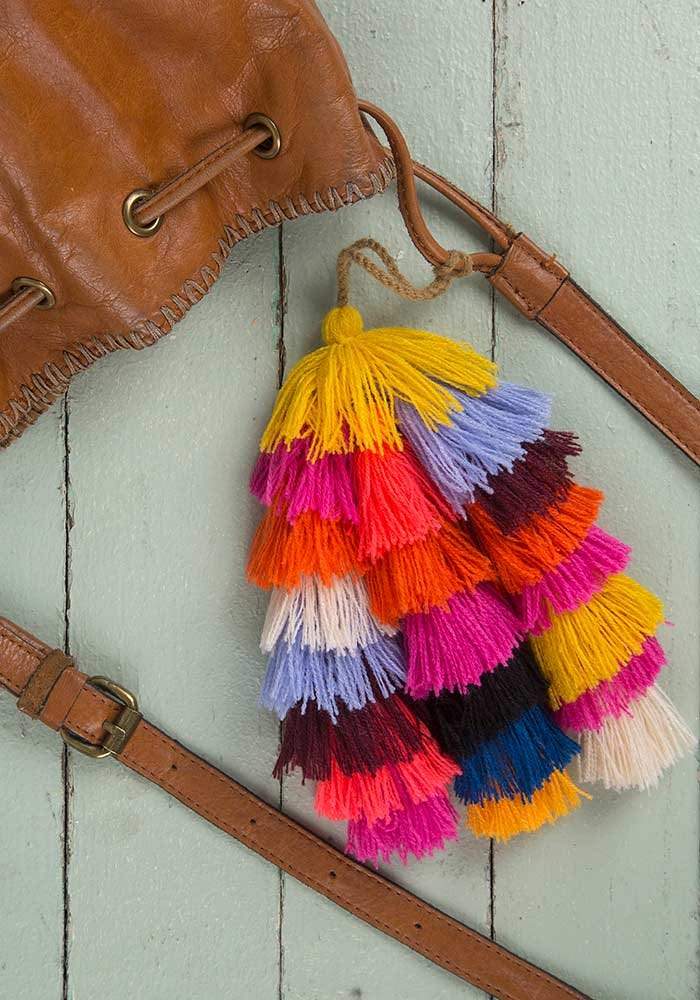 Natural Life Tassel Tie On Multi Stacked - Car Keychain - Big Sun Vernon