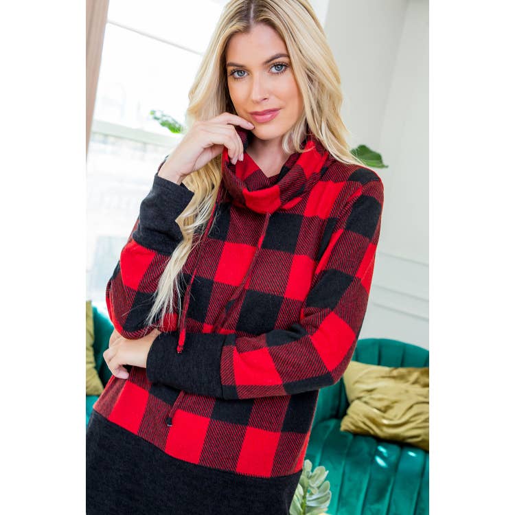 Oscar Plaid Turtleneck Pullover - Womens Long Sleeves - Big Sun Vernon