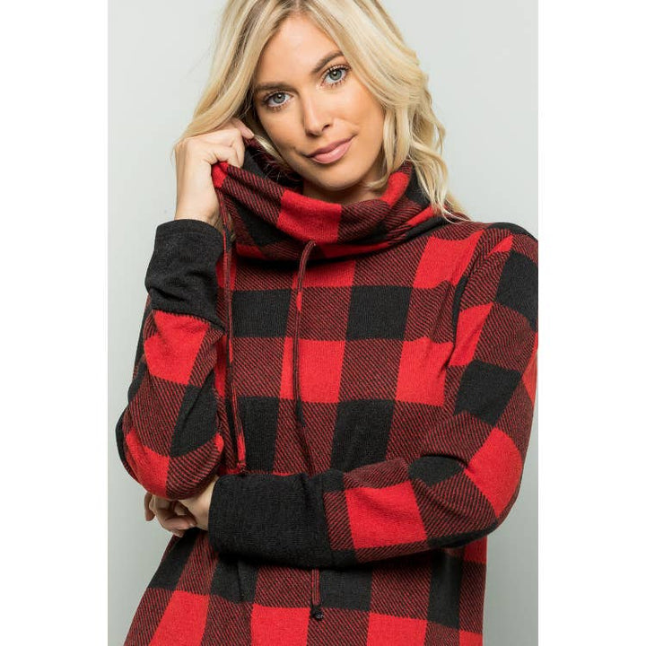 Oscar Plaid Turtleneck Pullover - Womens Long Sleeves - Big Sun Vernon