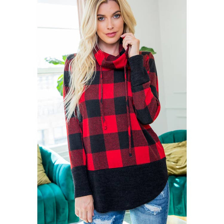 Oscar Plaid Turtleneck Pullover - Womens Long Sleeves - Big Sun Vernon