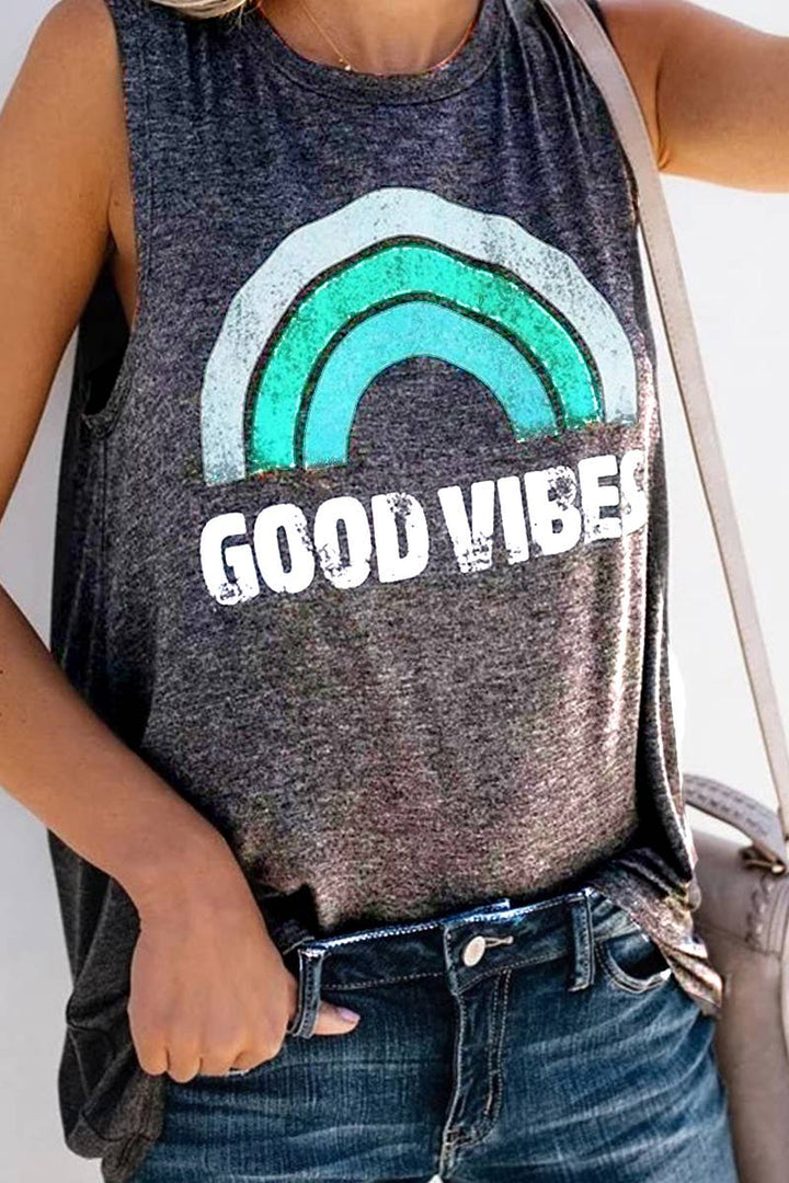Rainbow Good Vibes Tank Top - Womens Tank - Big Sun Vernon