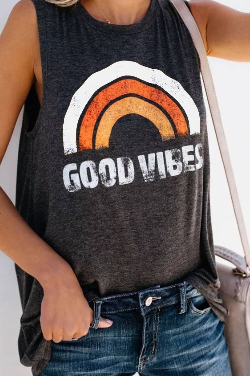 Rainbow Good Vibes Tank Top - Womens Tank - Big Sun Vernon